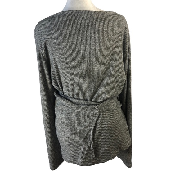 Topshop Front Wrap Sweater Women 14 Gray Heather Double Wrap Ties Long Sleeve - Picture 5 of 10